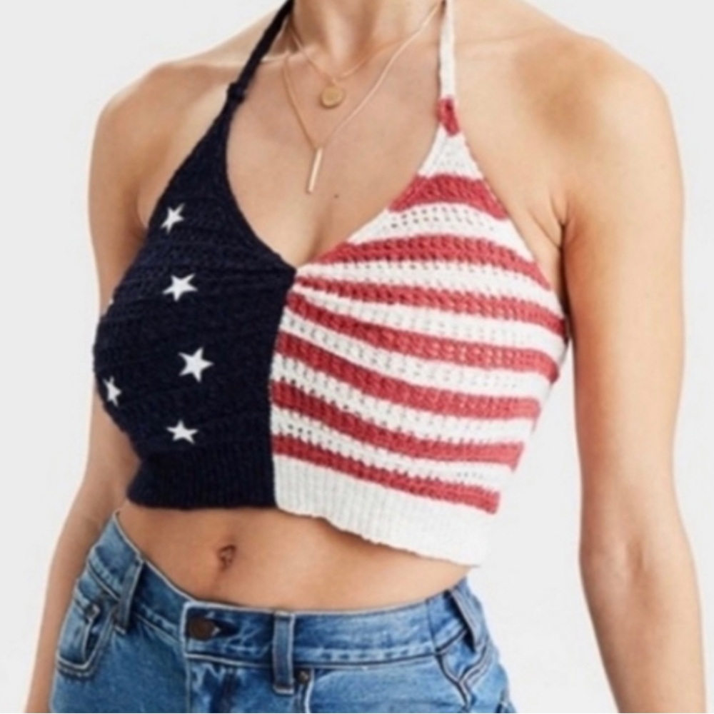 American flag halter crop top